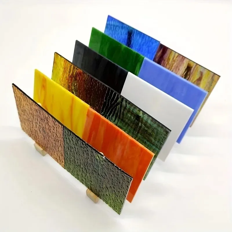 

5pcs Sheets Stained Glass Set 10x10 cm Rainbow Painted Glass Sheet for DIY Crafts & Mosaic Glass Art Home Decor & Suncatchers