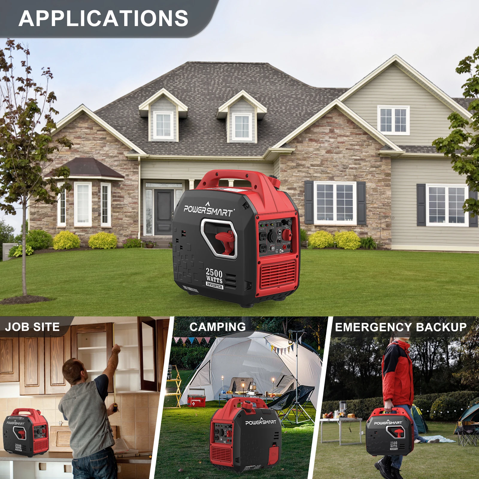 مولد عاكس محمول PowerSmart بقدرة 2500 وات مزود بتقنية هادئة
