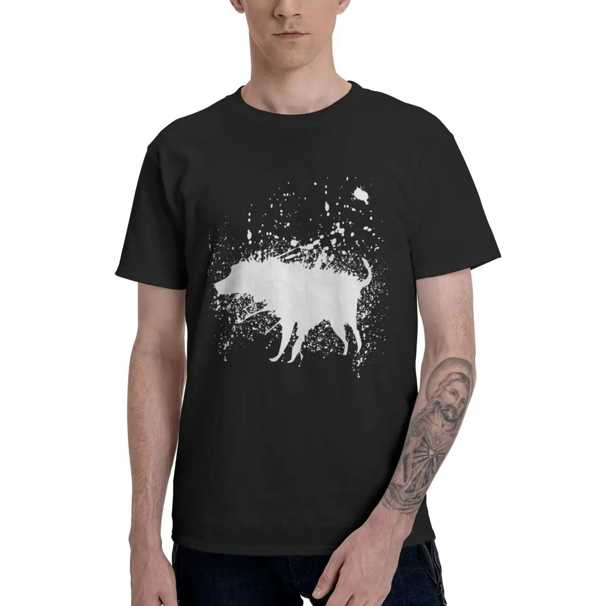Fashion Banksy Splash Dog T Shirts Pure Cotton Round Neck Men T Shirt Short Long Sleeve Oversized Novelty Tee Clothes