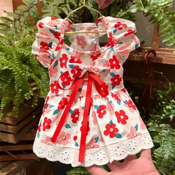 Summer Dog Clothes Floral Dog Princess Dresses Cute Puppy Accessories Cat Dog Flying Sleeves Dresses Chihuahua Girls Dog Costume