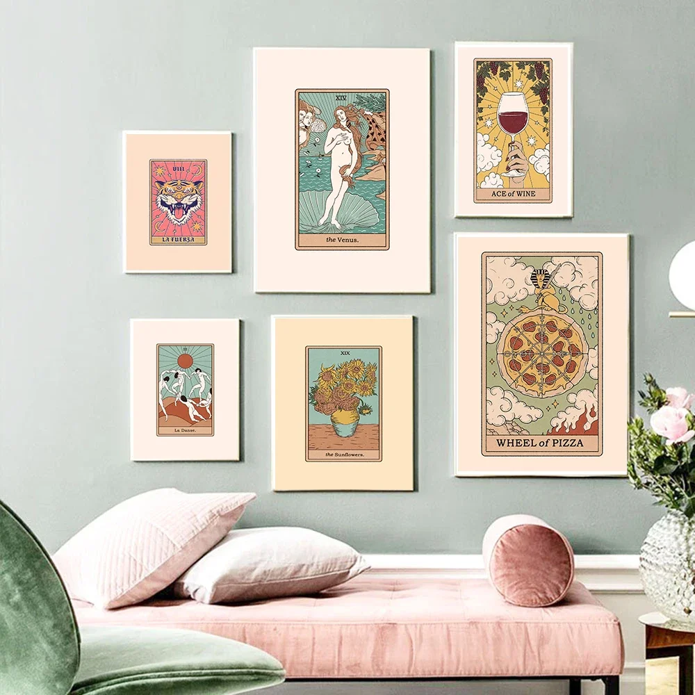 Dance Canvas Painting Wall Art Star Tarot Moon Sun Empress Retro Vintage Nordic Posters And Prints For Living Room Decoration