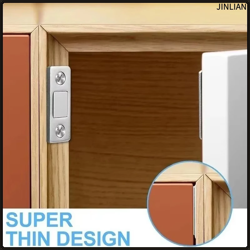 Magnetic Door Catch Ultra Thin Strong Magnet Cabinet Catches Adhesive Drawer Closet Lock Silver for Furniture Window Door Closer