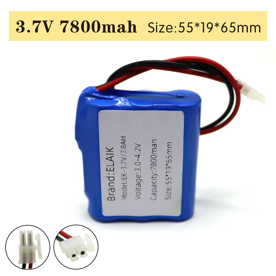ELAIK 3.7V4.2V7.8A Rechargeable Lithium Battery for CCTV Camera Monitor LED Light Backup Power