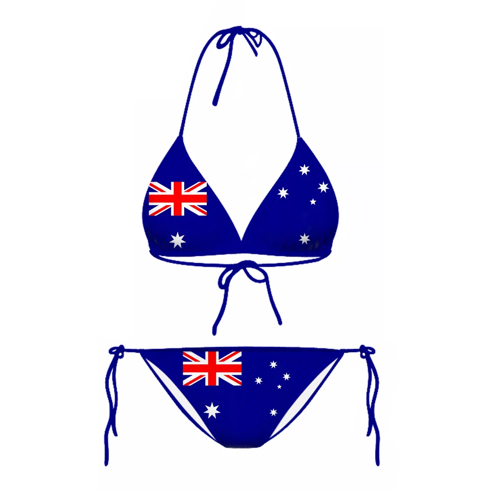 Flaga australii zestawy seksowne Bikini CLOOCL moda 3D Print strój kąpielowy basen na plaży regulowane sznurowanie kombinezony Bikini bez z