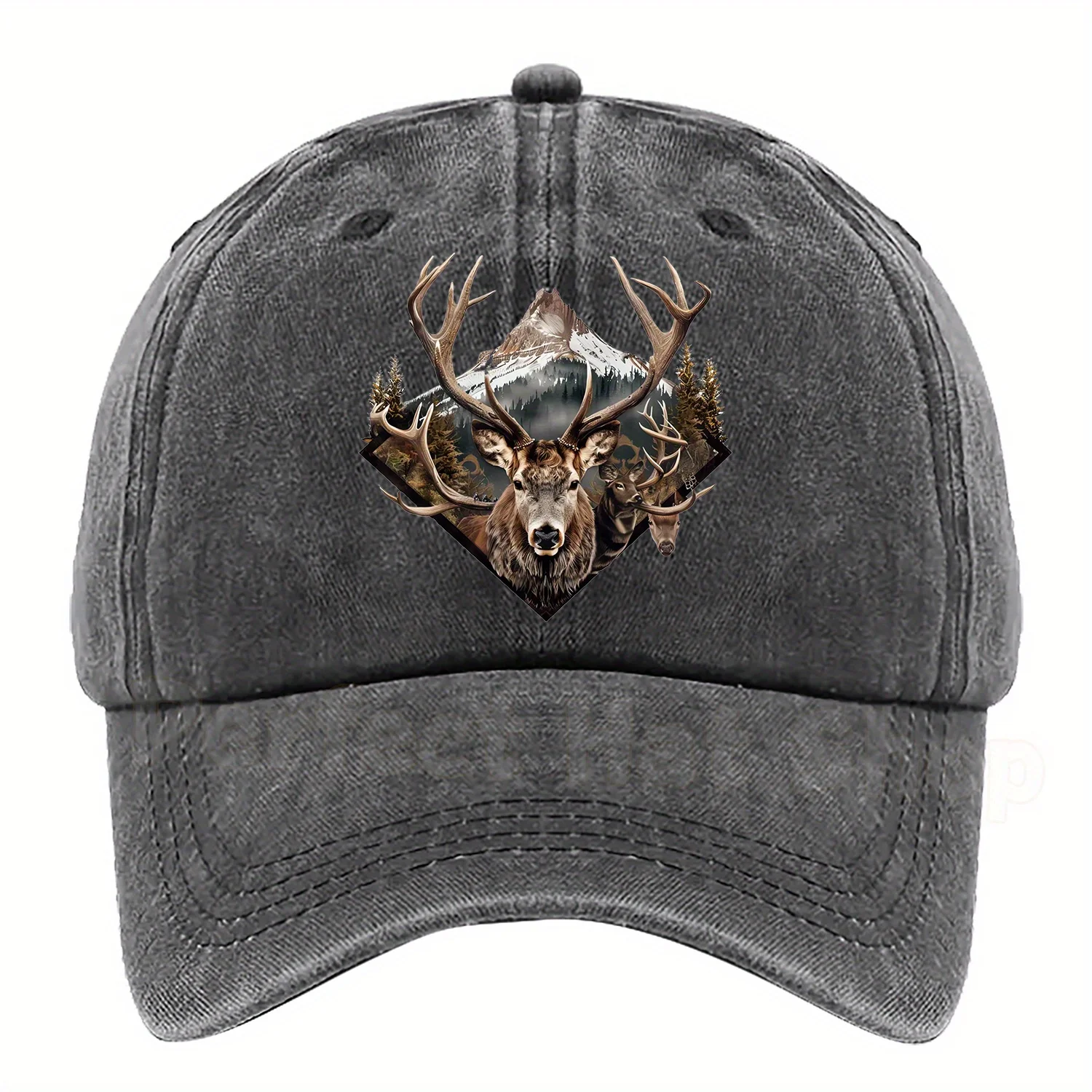 Adjustable Baseball Cap with Majestic Mountain and Noble Deer Design |, Lightweight, Hand Washable, Available in Multiple Colors