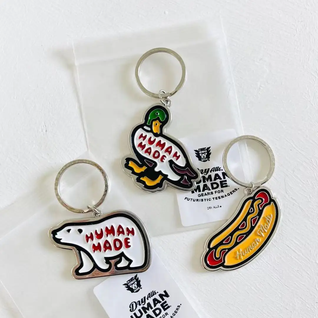 2026-human-made-duck-polar-bear-hot-dog-keyring-metal-pendant-cute-bag-hanger-gift