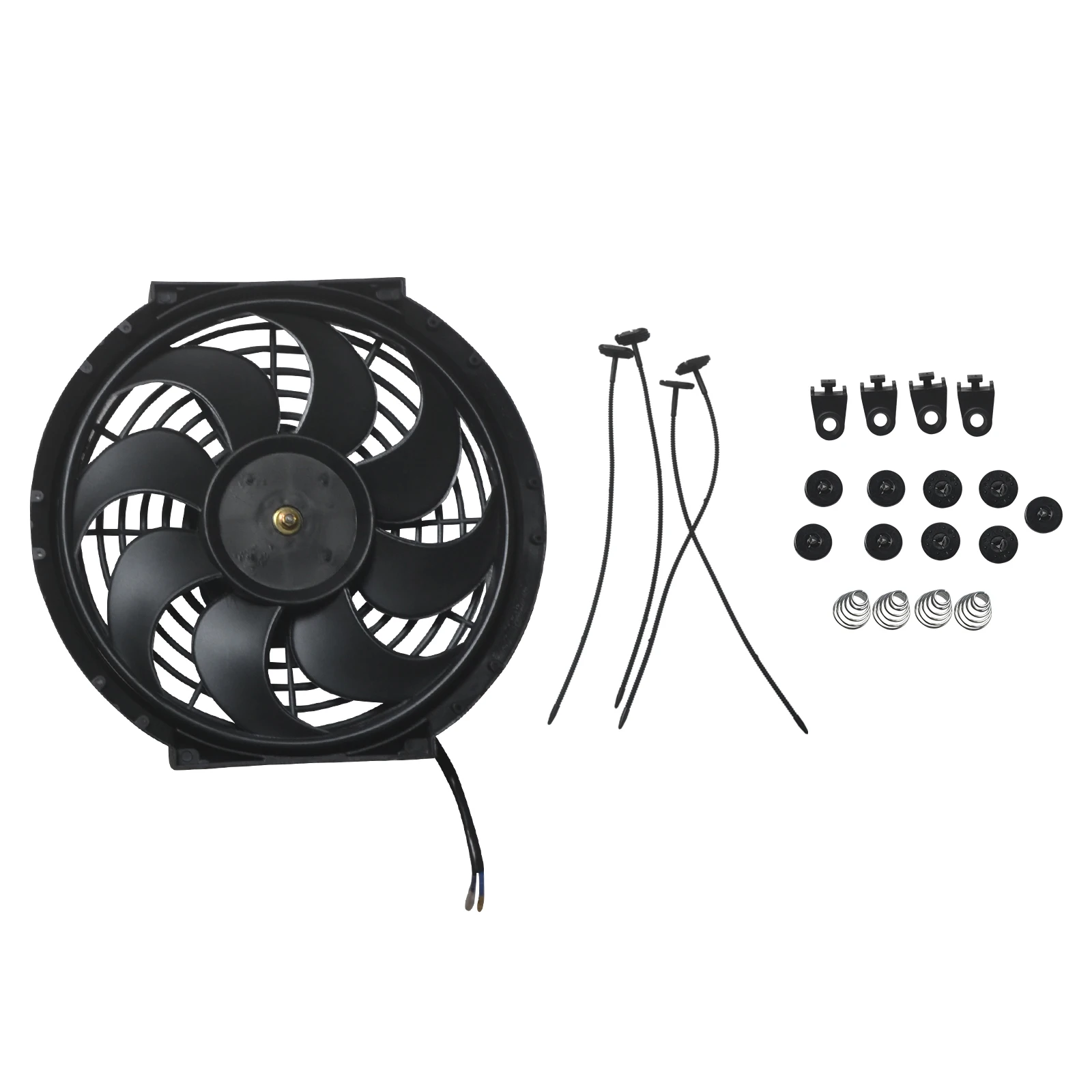 

10" Universal Slim Fan Push Pull Electric Radiator Cooling 12V 80W w/ Mount Kit