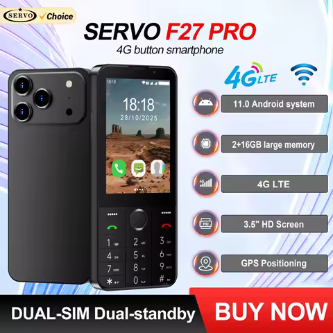 SERVO F27 PRO 4G Button Smartphone Android 11 System RAM 2GB ROM 16GB WhatsApp Speed Dial 3.5" Touch Display 2 SIM Smart Phones