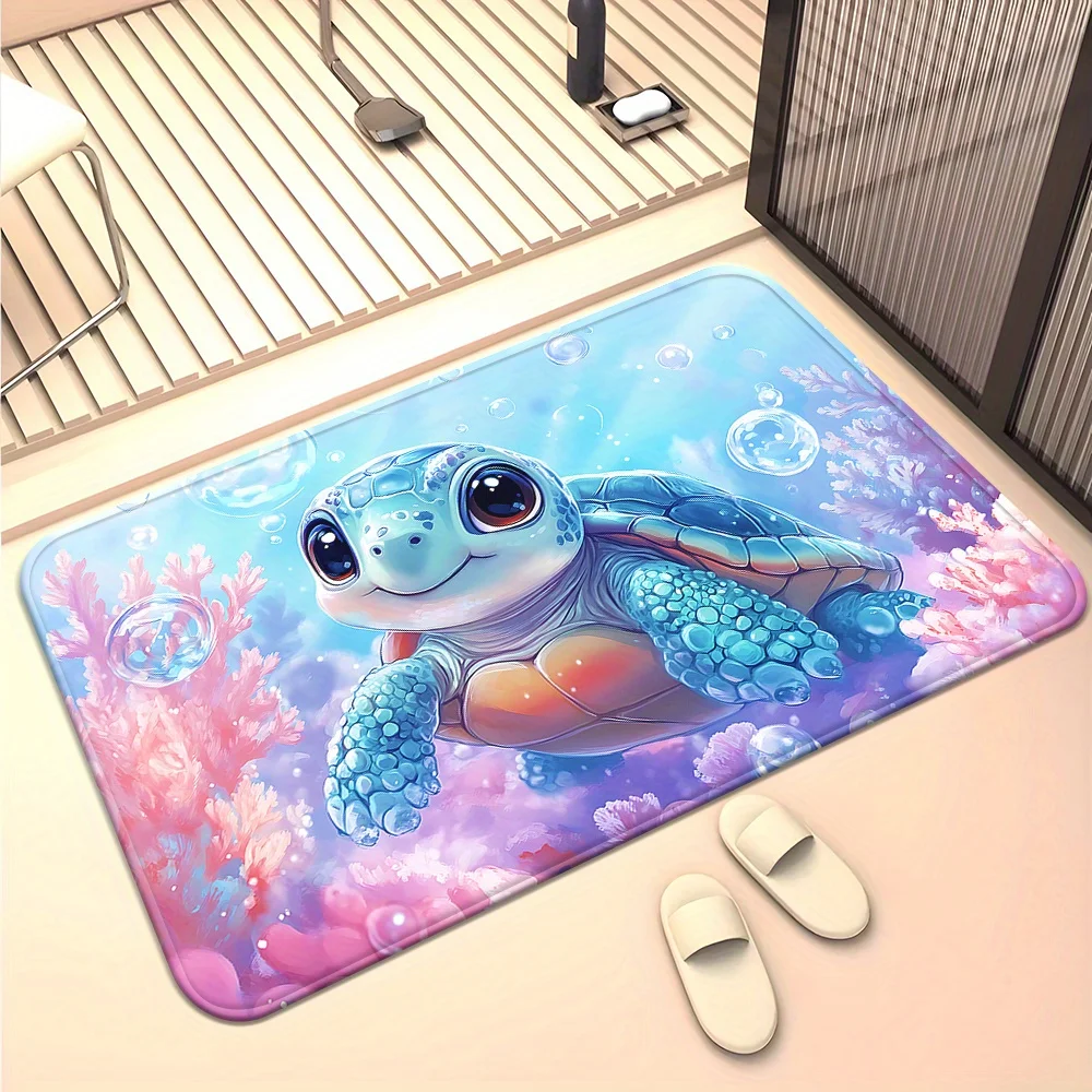 Cute Sea Turtle Ocean Life Tropical Doormat Mat for Bathroom Porch Entryway Waterproof Beach Coastal Decor Gift for Family Home