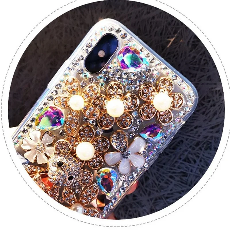 3D Bear Gem Stone Full Diamond Bling Cases for Samsung Galaxy S24 Plus S25 FE S22 23 Ultra S26 Crystal Coque Funda Capa Cover