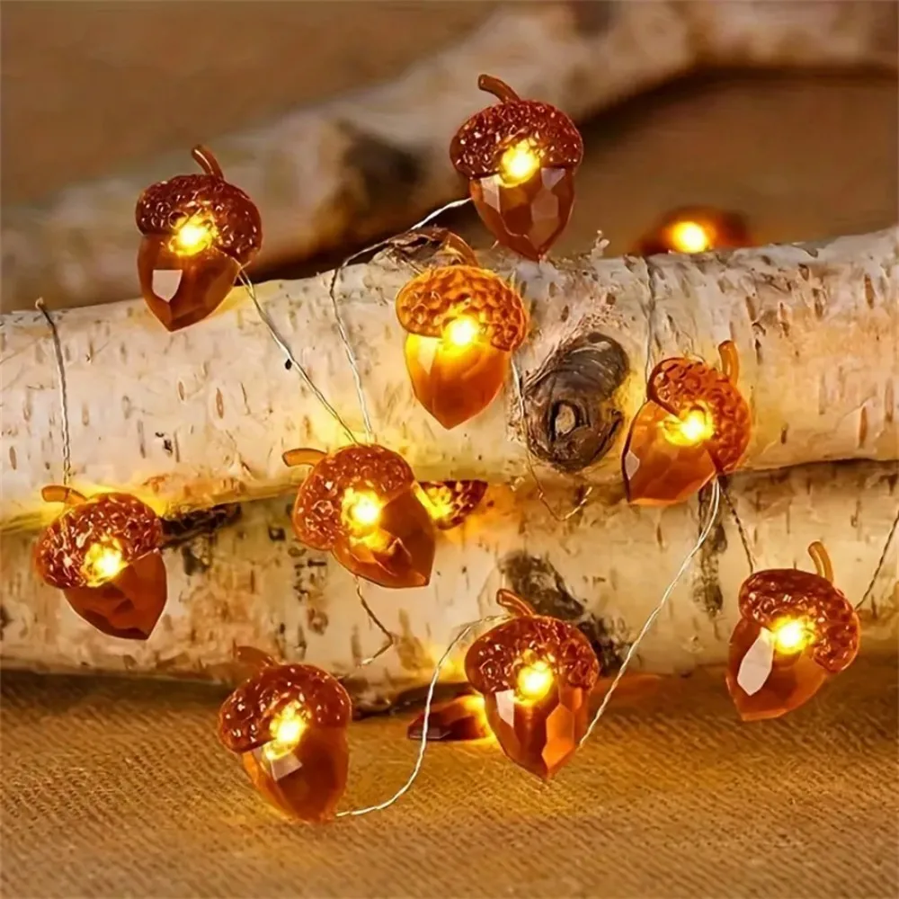 2M Halloween Pinecone Copper Wire String Lights Autumn Warm White LED Lights for Home Bedroom Fireplace and Holiday Party Decor