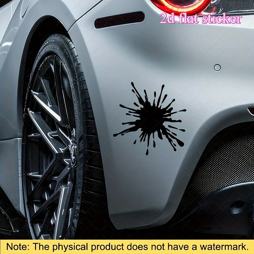 

1PC 2D Flat Sticker Black Splatter Pattern Decorative Decal For Car Vehicle Accessories