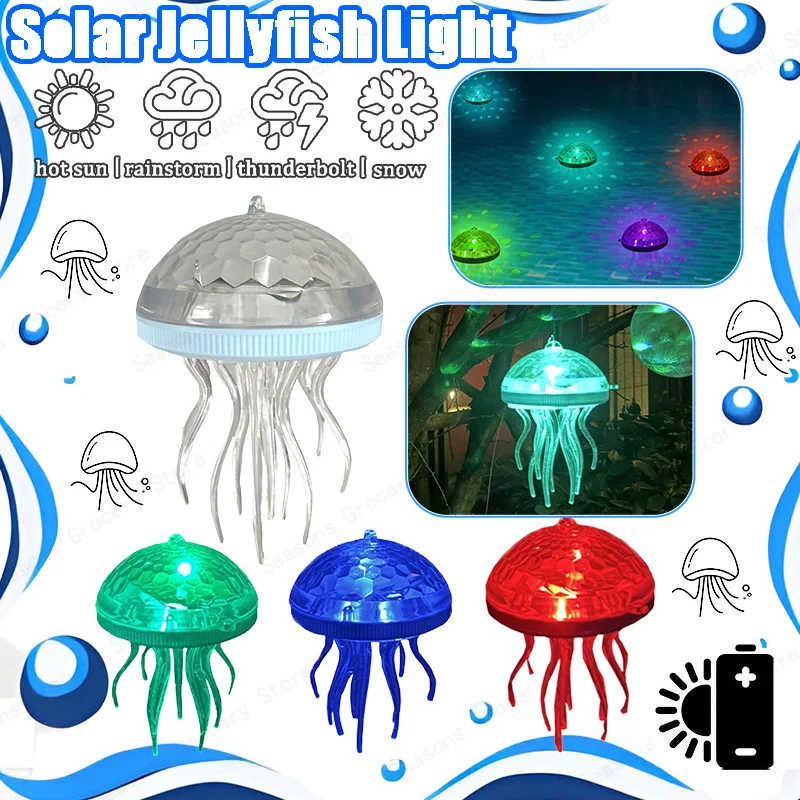 

Solar Jellyfish Pool Light Dynamic RGB Color Changing Rechargeable Hanging Light Waterproof Dimmable Night Light for Garden Yard