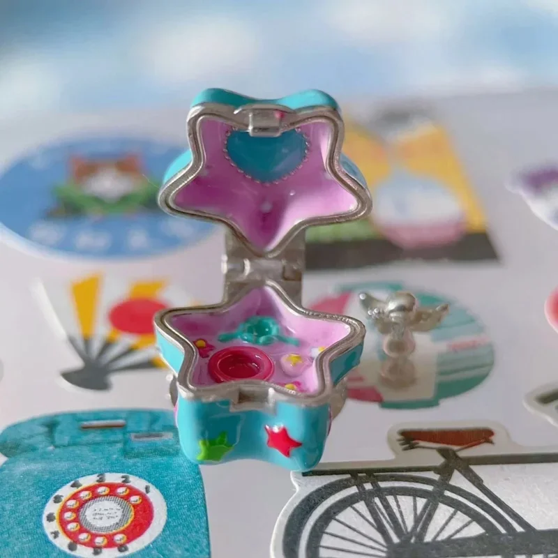 Pré-venda 925 prata esterlina estrela azul Polly Pocket charme talão com mini boneca para pulseira Pandora coleção de jóias europeias M1