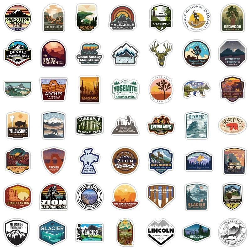 10/50/100pcs Outdoor National Park Landscape Stickers Aesthetic for Laptop Phone Travel Luggage Guitar Skateboard Car Decals