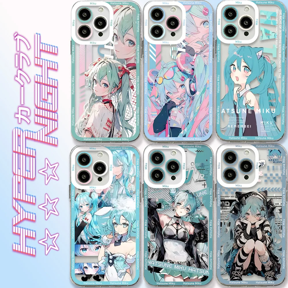 Cartoon Hatsunes Mikus Phone Case For Samsung S24 S23 S22 S21 S20 S10 FE Note20 Note10 Plus Ultra Lite 5G Clear Soft TPU Cover