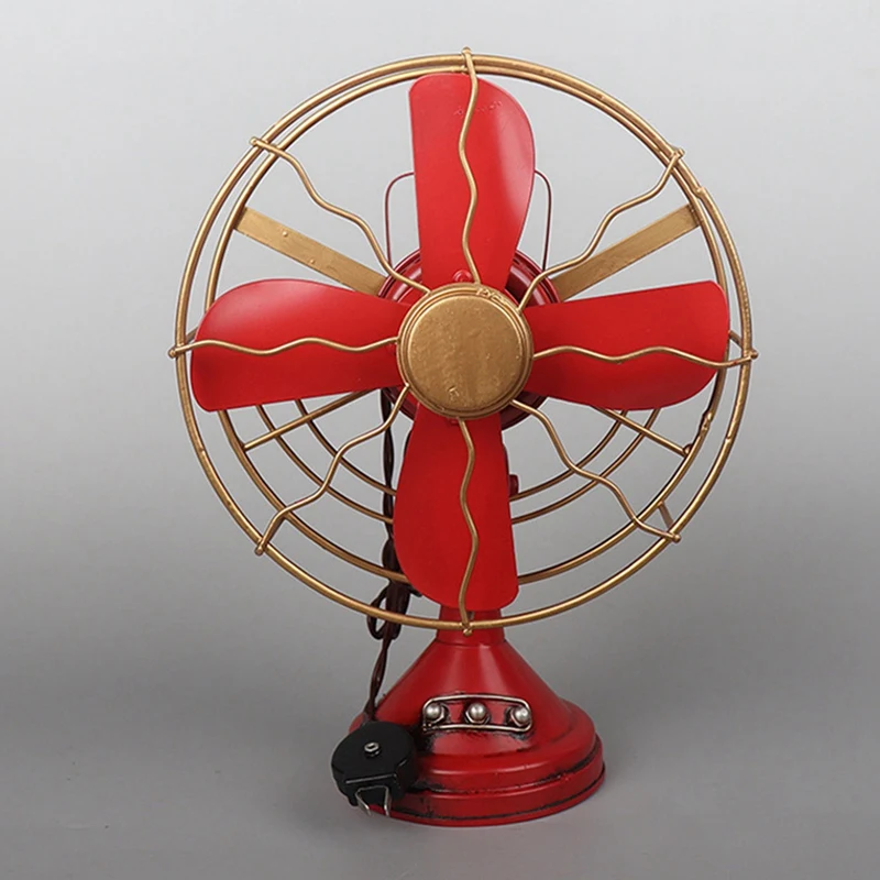 Simulation Electric Fan Vintage Model Crafts Bar Cafe Decoration Ornaments Photography Prop Retro Fan Furnishings