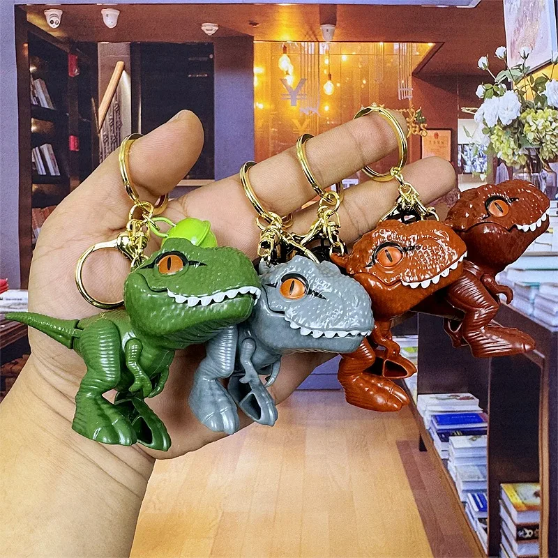 1Pcs Cartoon Fun Mouth Movable Dinosaur KeyChain Cute Dinosaur Keychain Car Keychains Women Men Backpacks Decoration Toy Gift