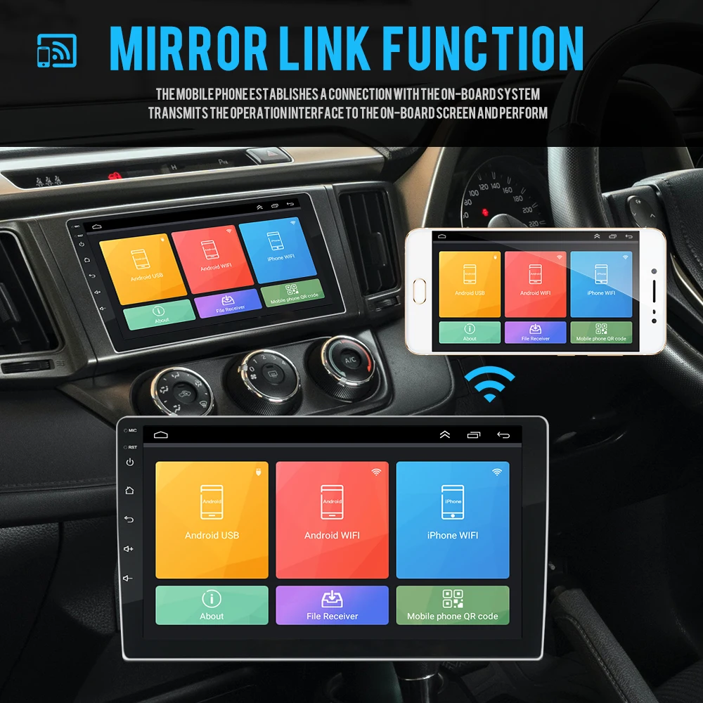 2 + 32GB Voiture 2 Din Android IPS Moniteur Joueur avec 7 9 10.1 pouces GPS Bluetooth EQ MP3 MP4 MP5 Radio 2.5D Capacitif Écran Tactile