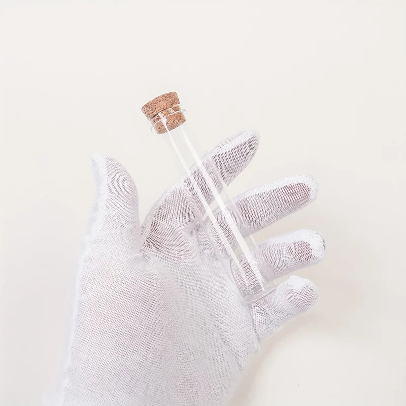 10 Flat-Bottom Test Tubes with Wooden Stoppers, Measuring 20X100Mm, for Experimental Use.
