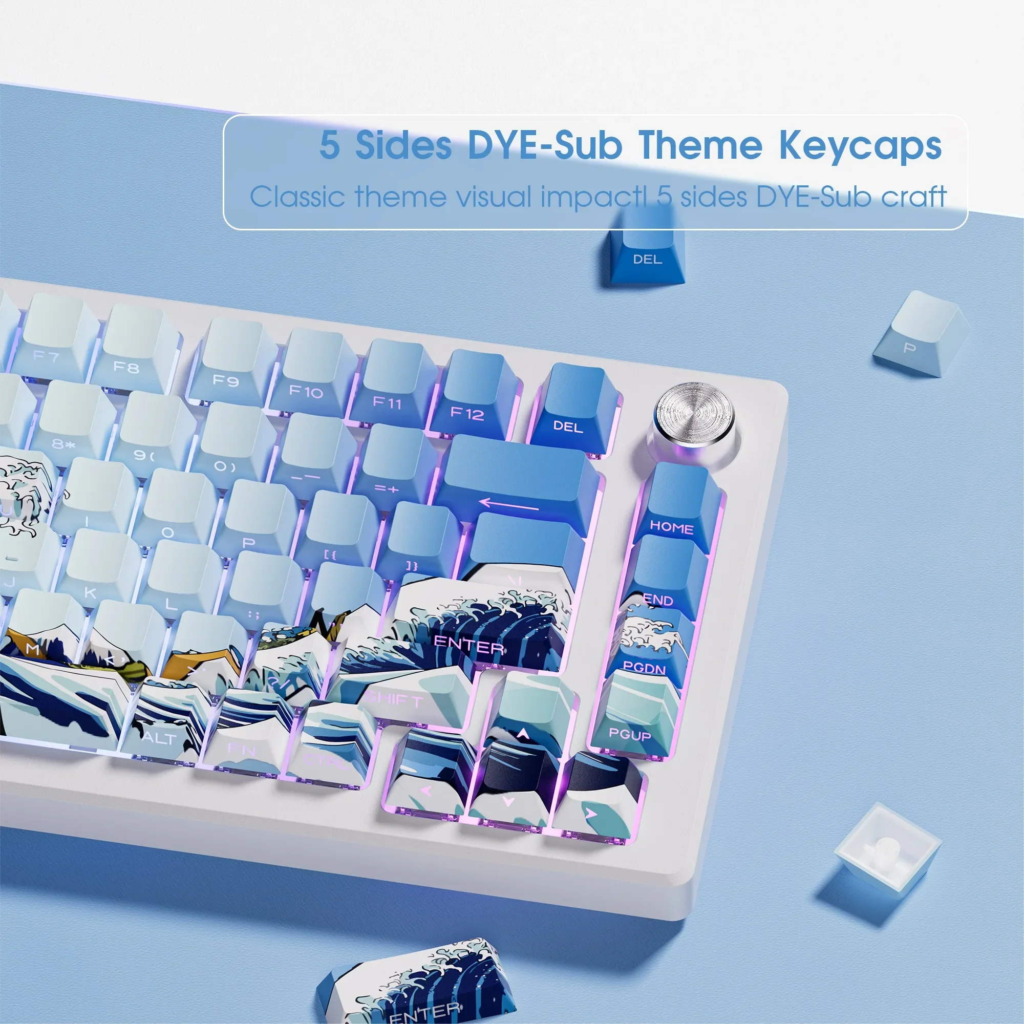 Original side engraving gradual change transparent keycap PBT creative personality sublimation customization