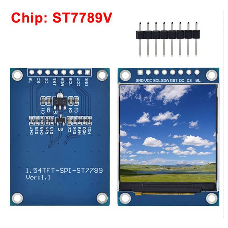 1pcs 1.54-inch TFT LCD Screen ST7789 Small Screen 240x240 Display LCD Square Screen SPI Color Screen