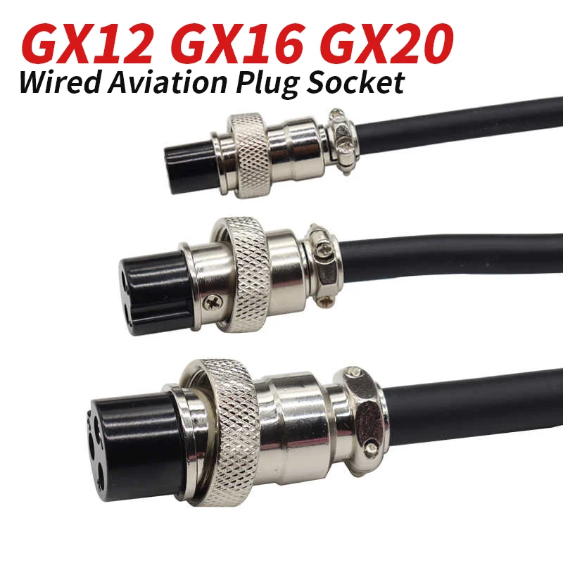 

GX12 GX16 GX20 Aviation Plug Socket with 2M Wire 2 3 4 5 6 7 8 9 10 12 14 Pin Female Connector Cable Processing and Welding