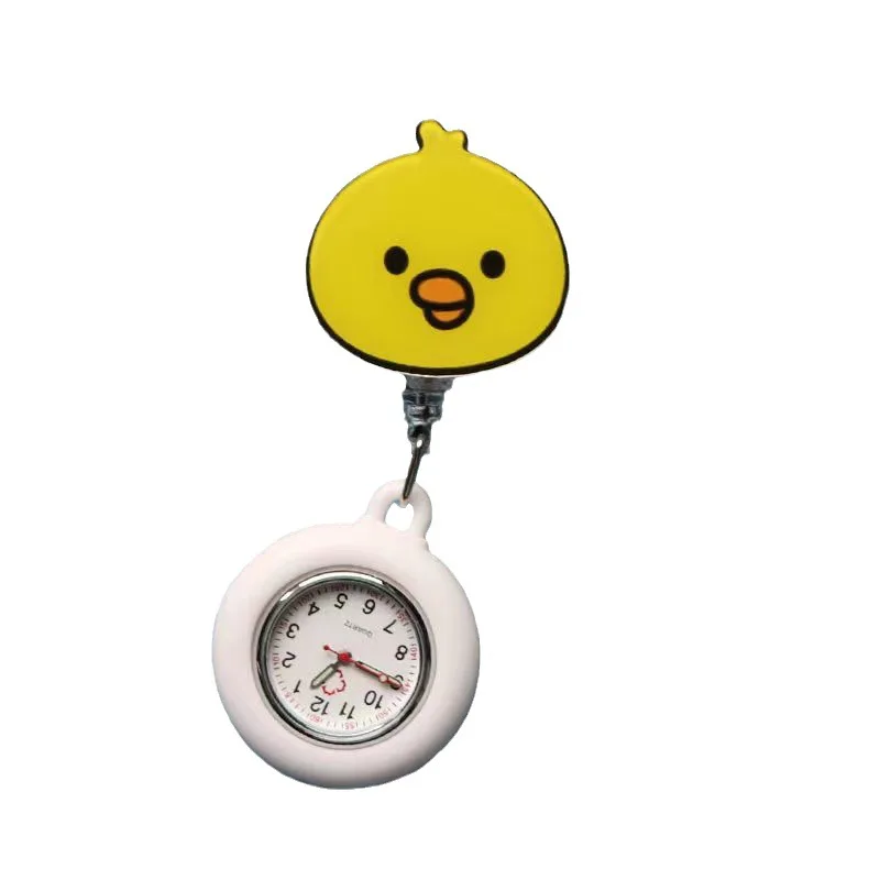 Montre de poche en silicone Shoous pour infirmière, médecin, étudiant, dessin animé mignon, Rick, animal, poitrine, chaud, en stock, en gros