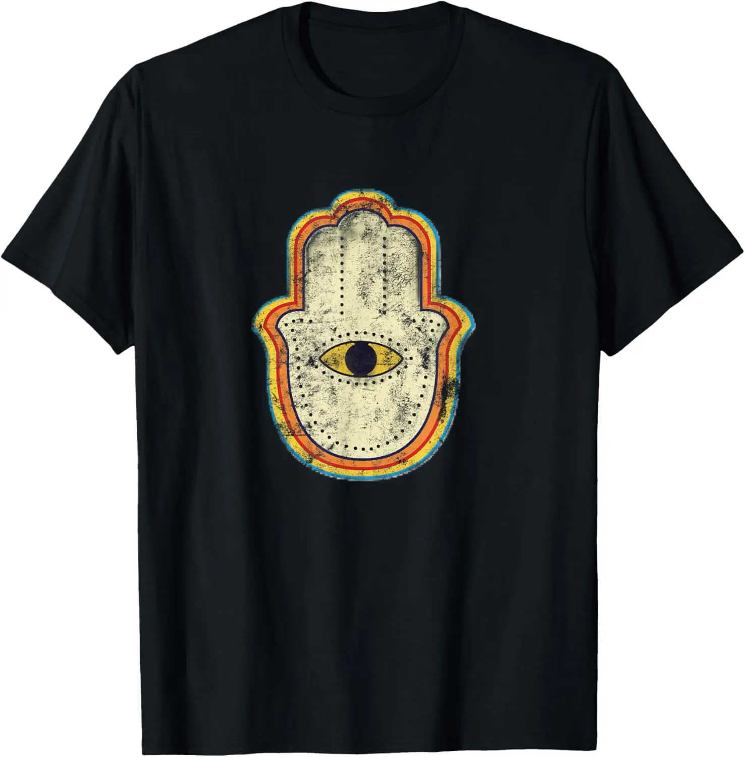 

Эстетическая футболка Hamsa Evil Eye с потертостями в стиле гранж