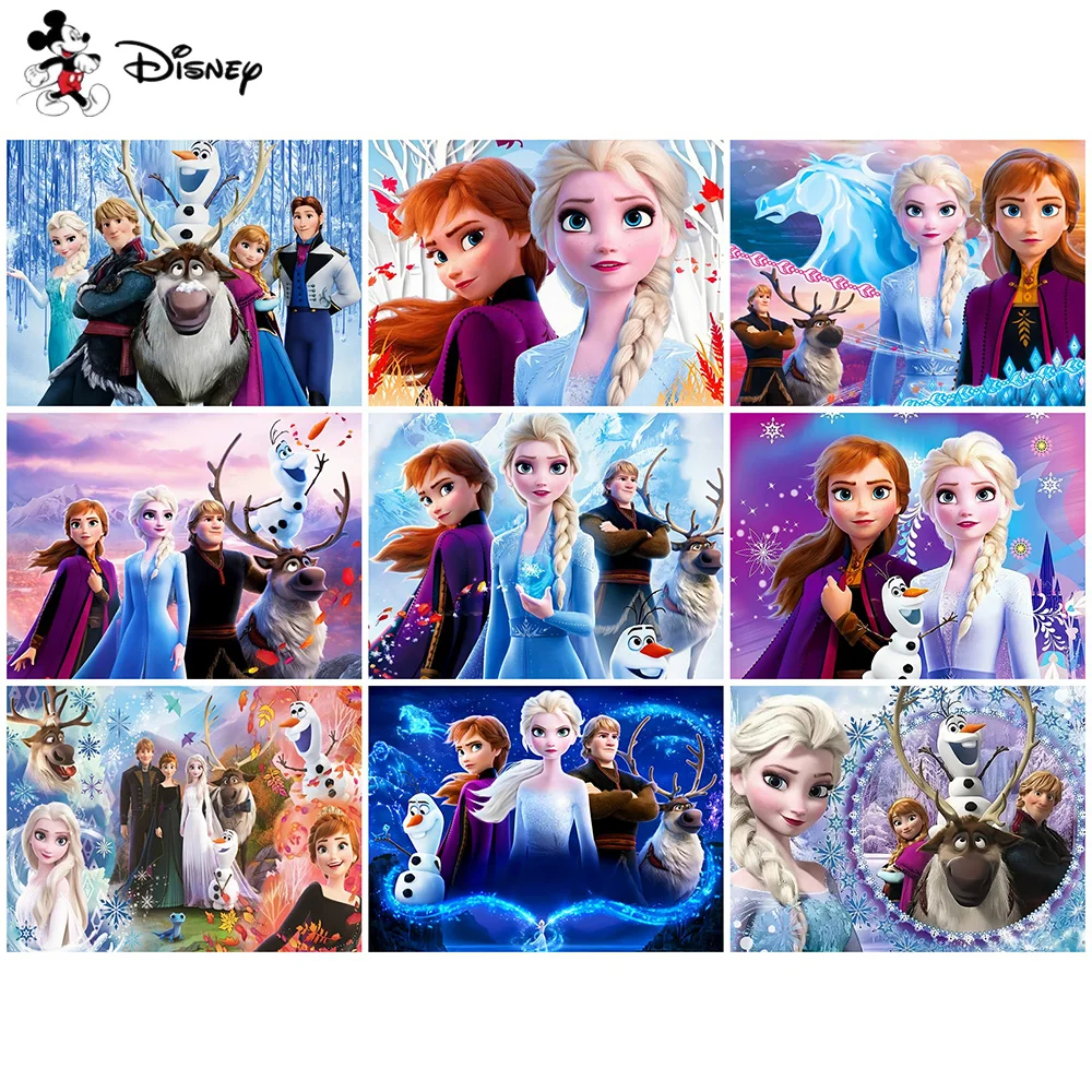 ديزني الماس التطريز المجمدة كامل مربع جولة إلسا آنا الأميرة فسيفساء عبر غرزة اللوحة 5D DIY اليدوية هدية #1