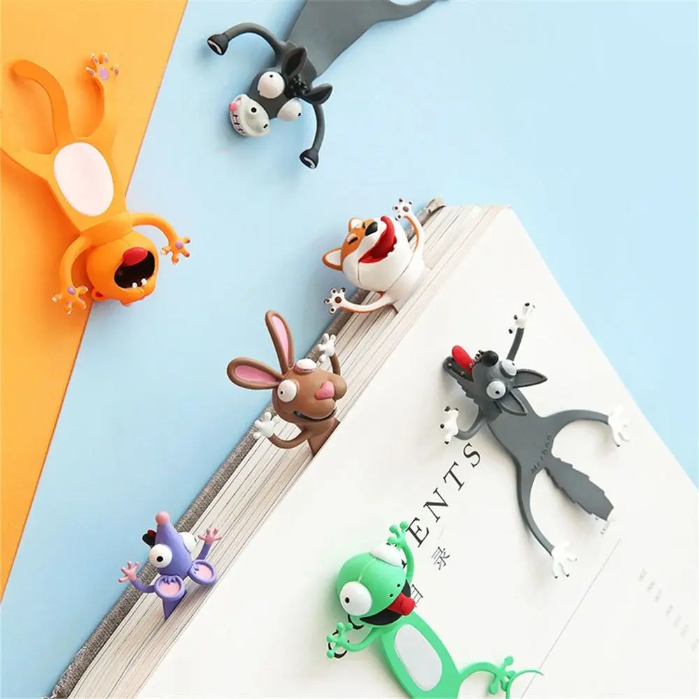 Marcapáginas 3D creativo, divertido, Animal estéreo, gato, lobo, conejo, burro, Panda, etiqueta de lectura, regalo de aprendizaje para estudiantes