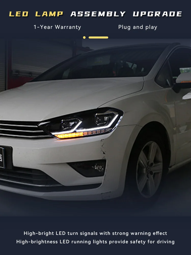 اكسسوارات السيارات لشركة فولكس فاجن فولكس فاجن جولف سبورتفان 2016-2018 ضوء DRL رئيس مصباح جهاز عرض (بروجكتور) ليد عدسة المصابيح الأمامية المركبات التلقائي