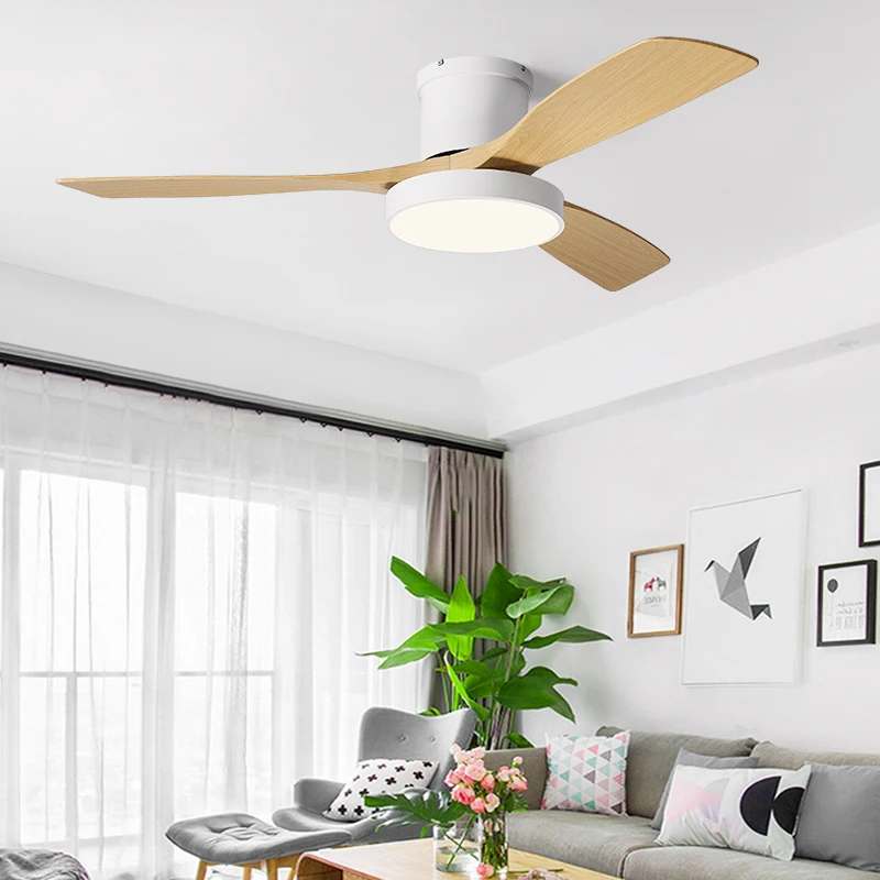 QINIWAKE 36/42/52 Inch Ceiling Fan With Light 3‑Color LED 6‑Speed Quiet Remote Control All‑Season For Living Room Bedroom