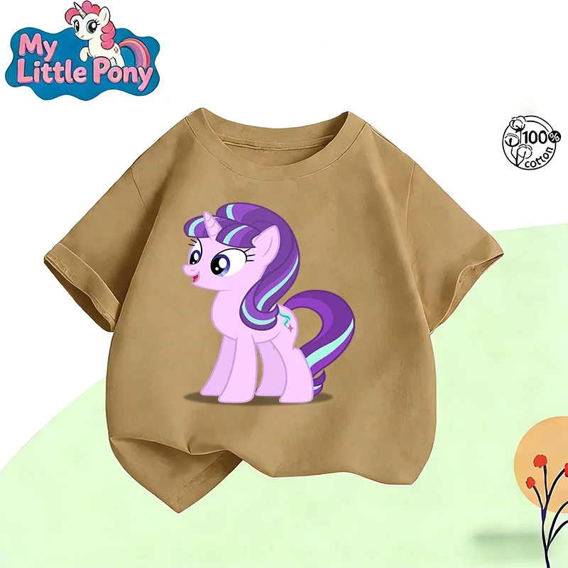 

Футболка My Little Pony 2025-26, летняя, с аниме-принтом, 100% хлопок, бренд Hasbro, для детей и унисекс, повседневная, свободная, дышащая