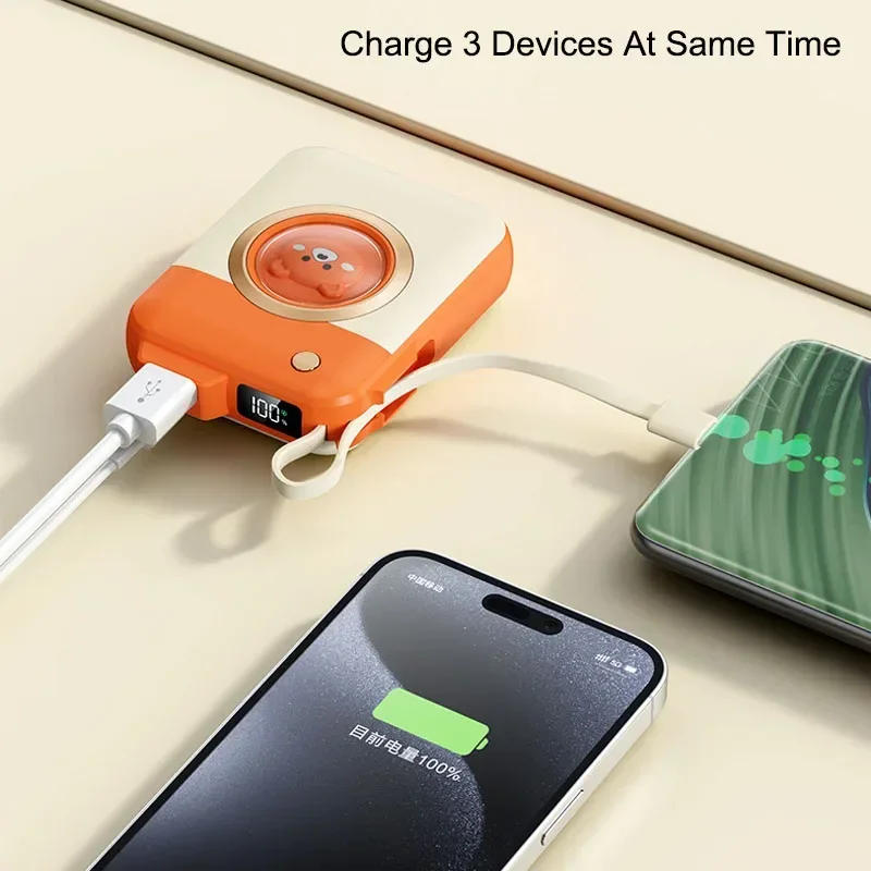 For IPhone 15 Xiaomi Power Bank 20000mAh 22.5W Fast Charging Mini Powerbank with Type C Cable Portable External Battery Charger