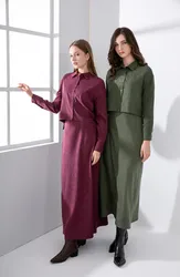 AS 2024 nueva ropa de mujer de tela cupro, conjuntos de camisa + faldas, cintura elástica (envío en 1 día)