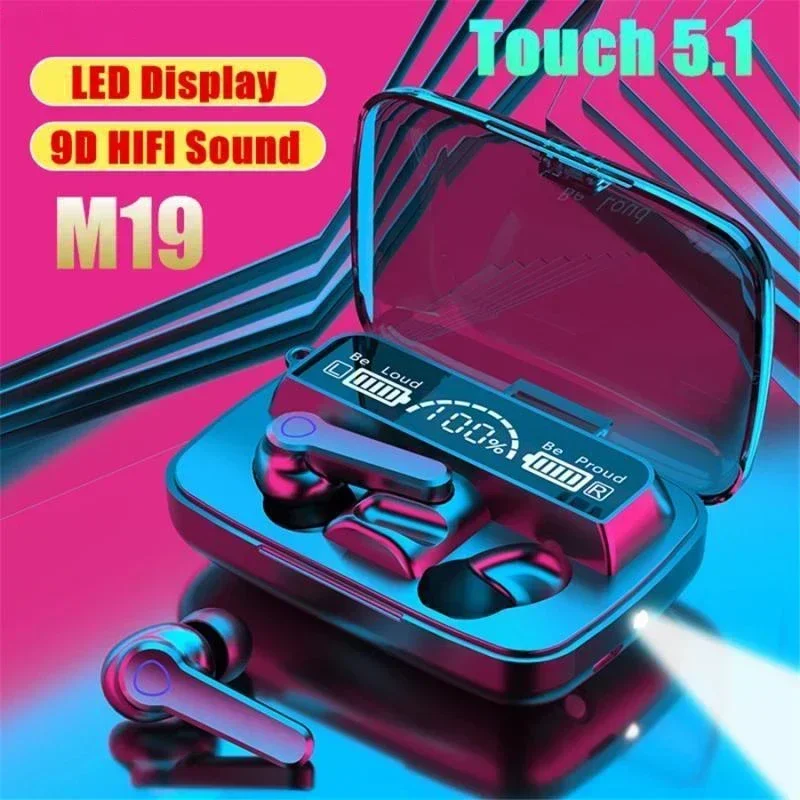 

(In stock) M19 earphones TWS intelligent touch wireless Bluetooth earphones waterproof noise cancelling gaming earphones