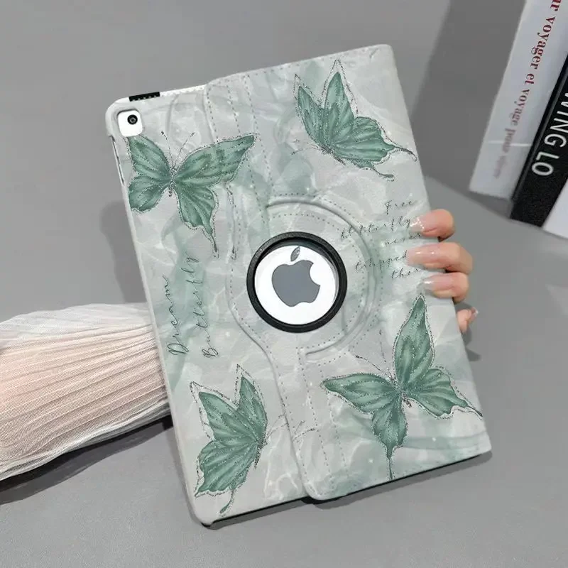 

Cute Butterfly Case for 2024 iPad Pro 11 Inch iPad 10th Generation iPad 10.2 7th 8th 9th Air6 5th 9.7 360 Rotating Stand Cover