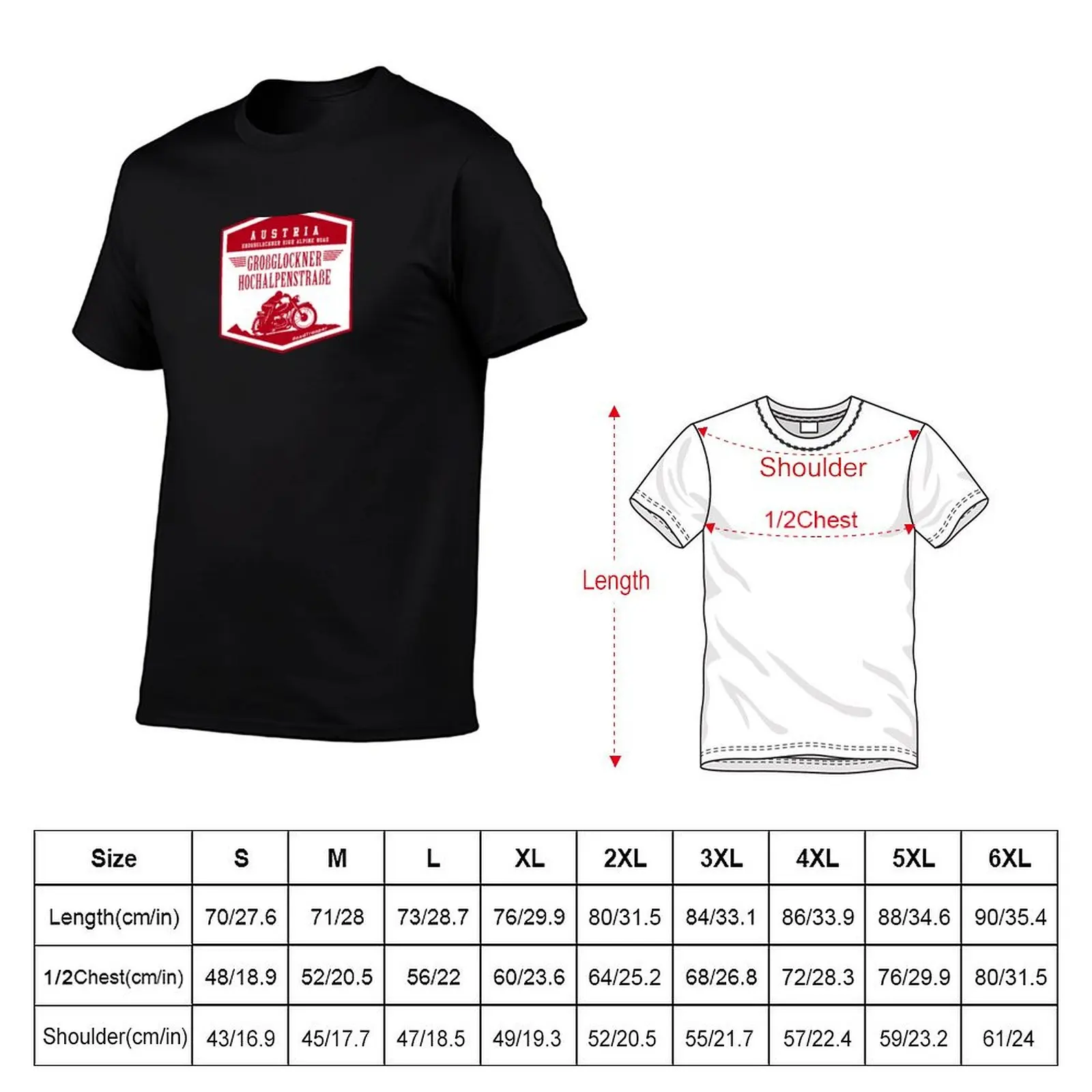 Austria - Grossglockner Pass Motorcycle T-Shirt Big and Tall Crew Neck Tee