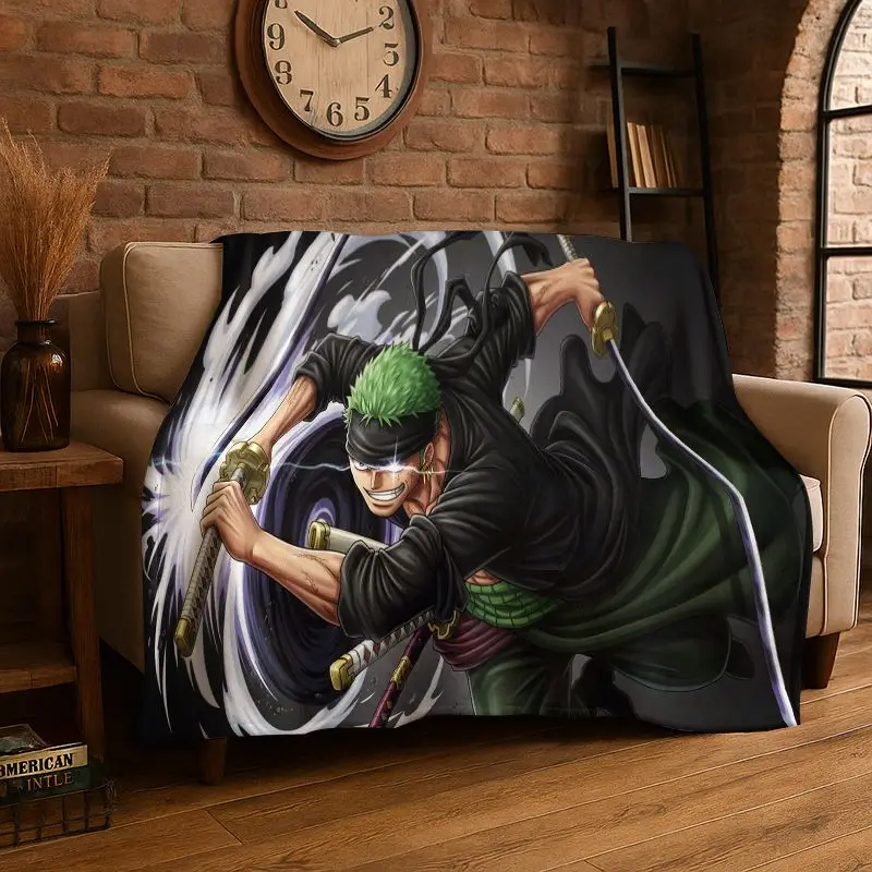 Classic Anime One P-Piece Cartoon Zoro Soft Flannel Throw Blanket,Cozy Blanket for Bed,Couch,Sofa,Bedroom,Living Room,Travel