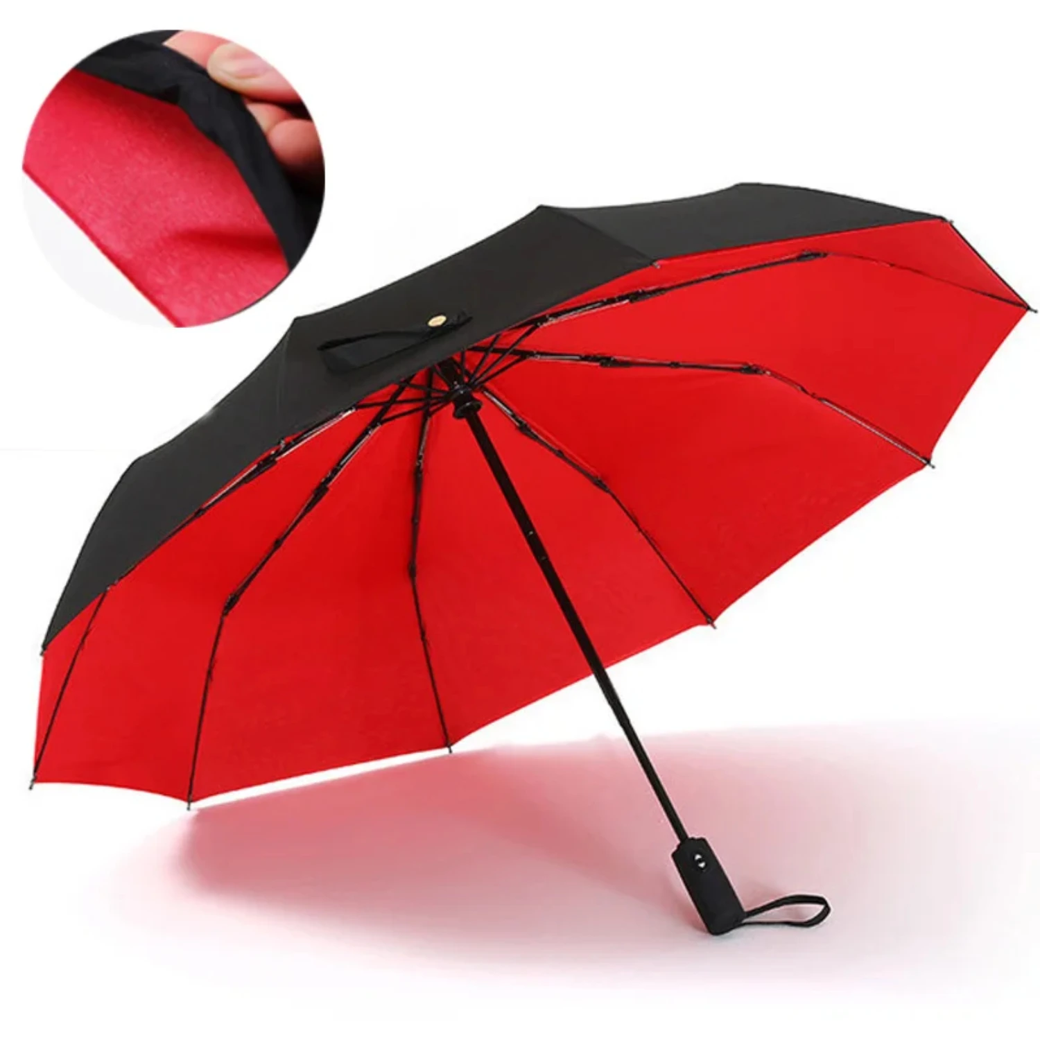 10K Double Layer Windproof Automatic  Male Man Three Folding Women's  Rain Sun Large Durable Frame Parasol