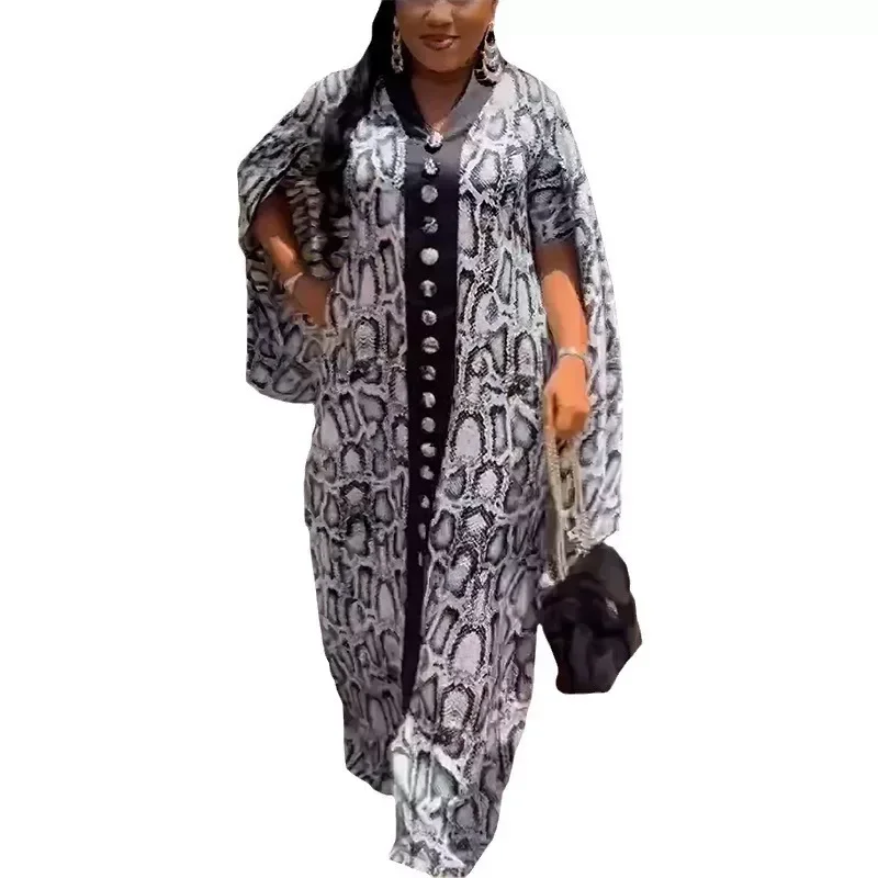

Dashiki Africa Clothing Plus Size African Clothes for Women Summer Elegant African Long Sleeve V-neck Polyester Maxi Dress Gowns