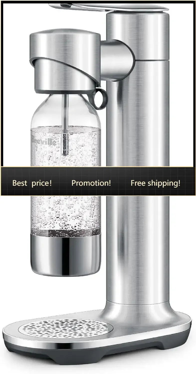 BCA600BSS InFizz Aqua Sparkling Water, Brushed Stainless Steel | CO2 cylinder not included | Easily make fizzy, carbonated