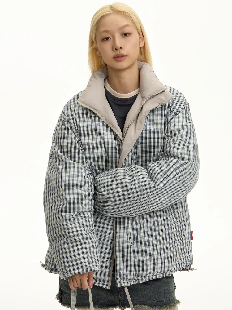 Parkas Women Winter Vintage Plaid Warm Thicker Double Sided Coat Ulzzang Windproof All-match Fashion Streetwear Personality Chic