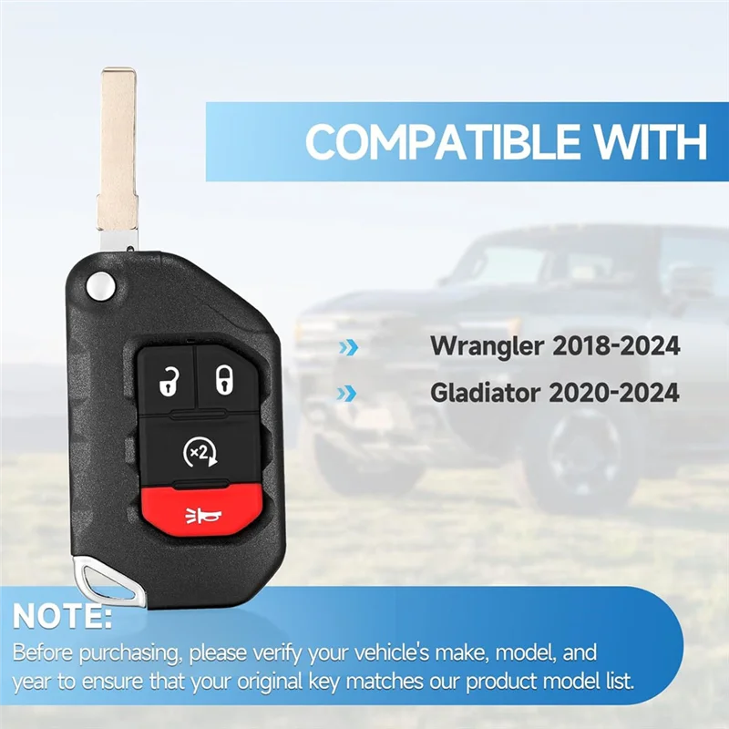 AAAEL-Fits For Jeep Wrangler 2018-2024 Smart Key Fob Replacement Remote Control For Jeep Gladiator Proximity Keyless Entry