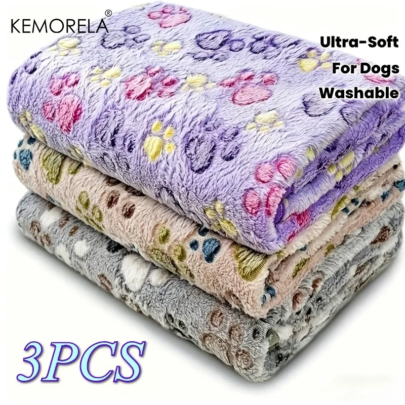 3 Stück KEMORELA ultraweiche Fleece-Hundedecken, geeignet für kleine, mittelgroße und große Hunderassen, maschinenwaschbar, Heimtierbedarf – Detail 3