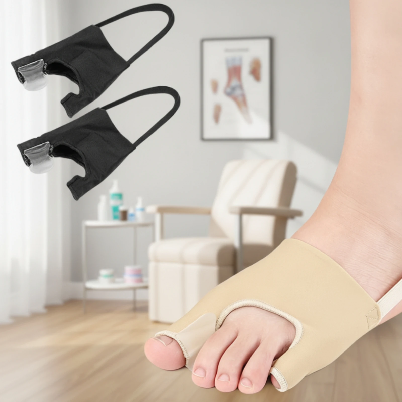 Foot Sleeve with Toe Separator Elastic Toe Separator Sleeve Support Low-Visibility Soft for in Shoes, Daily Wear