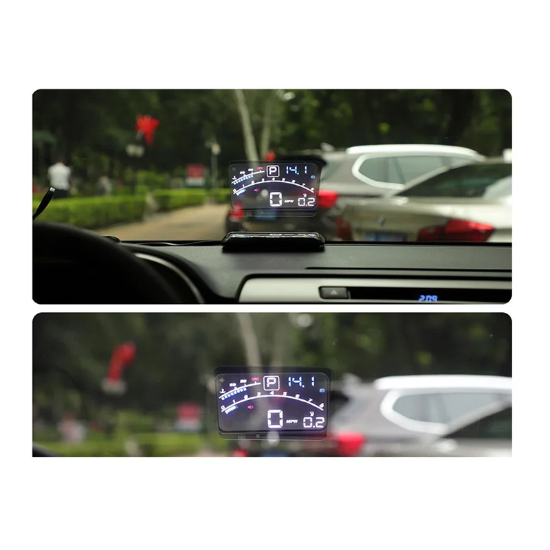 

V41 Heads Up Display Car OBDII EUOBD 5.5In Windshield Projector HUD Display Shift Reminder Water Temp. RPM KM/H Easy Install