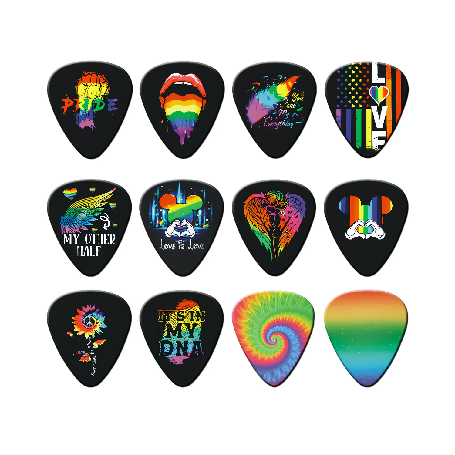 12 Pieces Guitar Picks 0.46mm 0.71mm 0.96mm Plectrum 6 Thickness ABS Premium for Acoustic Electric Guitar Bass Ukulele
