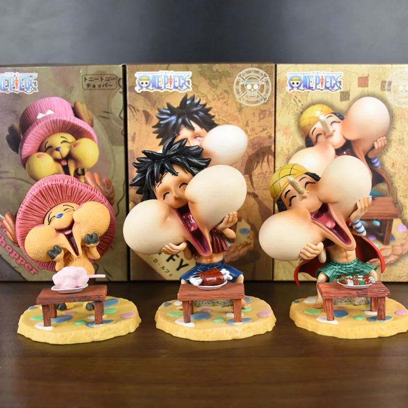 One Piece Anime 13cm Chopper Luffy Usopp Very Happy Cartoon Toys Model Action Figure Pvc Collection Desktop Figurine Gift